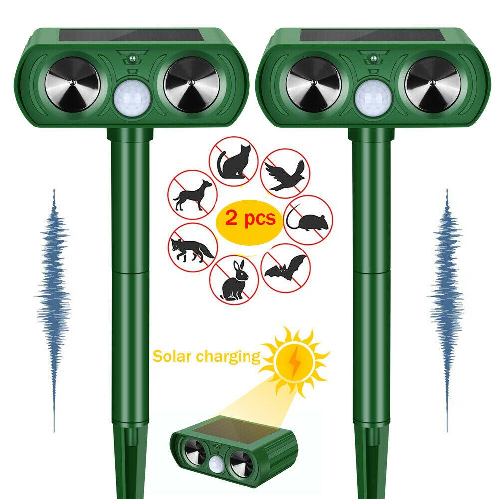 Ultrasonic Animal Repeller Solar Powered Cat Repellent Waterproof Motion Sensor Activated Deterrent Chaser Protect Farm