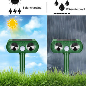 Ultrasonic Animal Repeller Solar Powered Cat Repellent Waterproof Motion Sensor Activated Deterrent Chaser Protect Farm