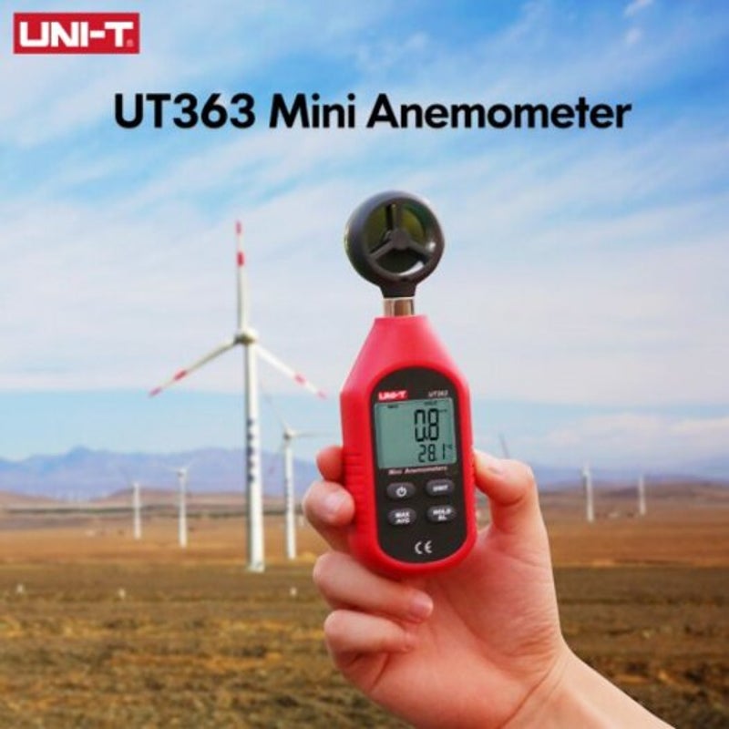 Ut363 Handheld Anemometer Wind Speed Measurement Temperature Tester Lcd Display Air Flow Meter