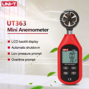 Ut363 Handheld Anemometer Wind Speed Measurement Temperature Tester Lcd Display Air Flow Meter