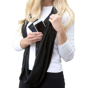 Unisex Couple Solid Color Warm Scarf Zipper Storage White