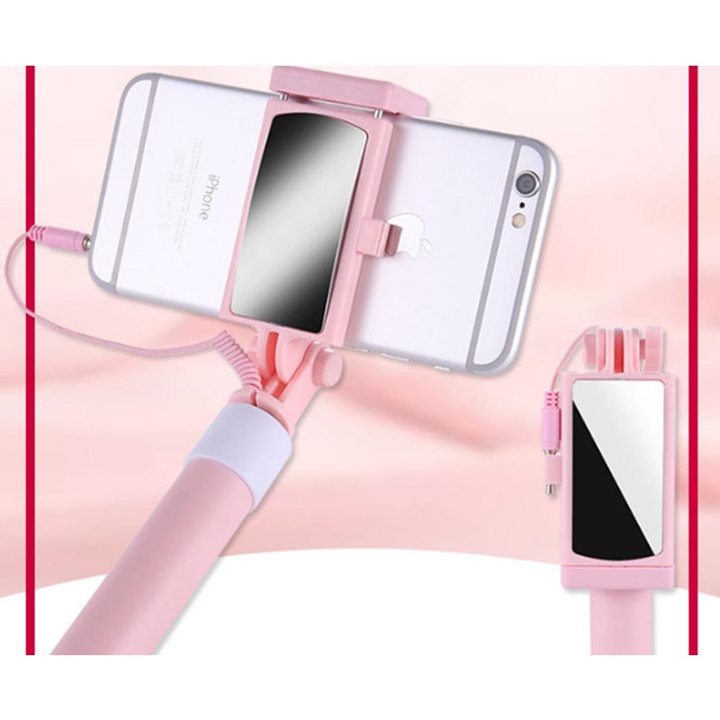 Universal Mini Selfie Stick Handheld Smart Phone Camera Pink