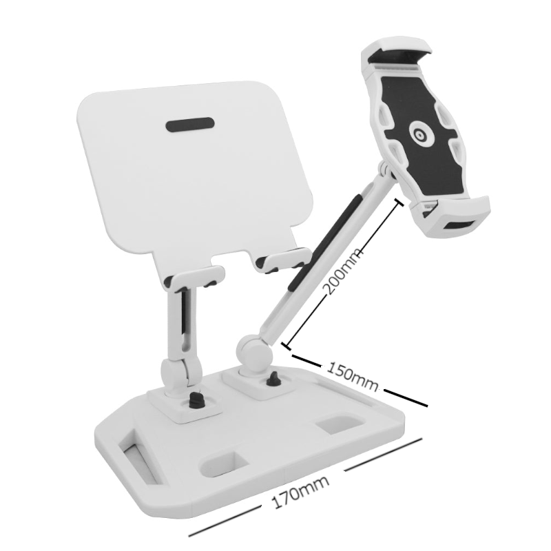 Universal And Adjustable Double Arm Stand Holder White