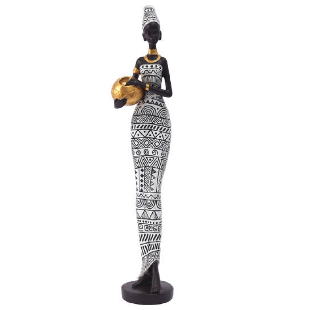 White Exotic African Woman Figurine Elegant Resin Sculptures For Home Decor