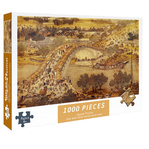 (2 Pcs) 1000 Piece Qingming Shanghe Tu Jigsaw Puzzle High Difficulty Stress Relief Toy