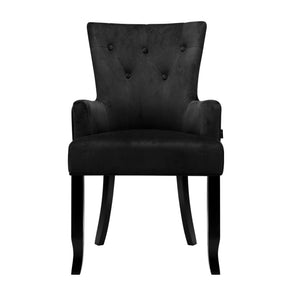 Artiss Dining Chairs French Provincial Velvet Fabric Timber Retro Black