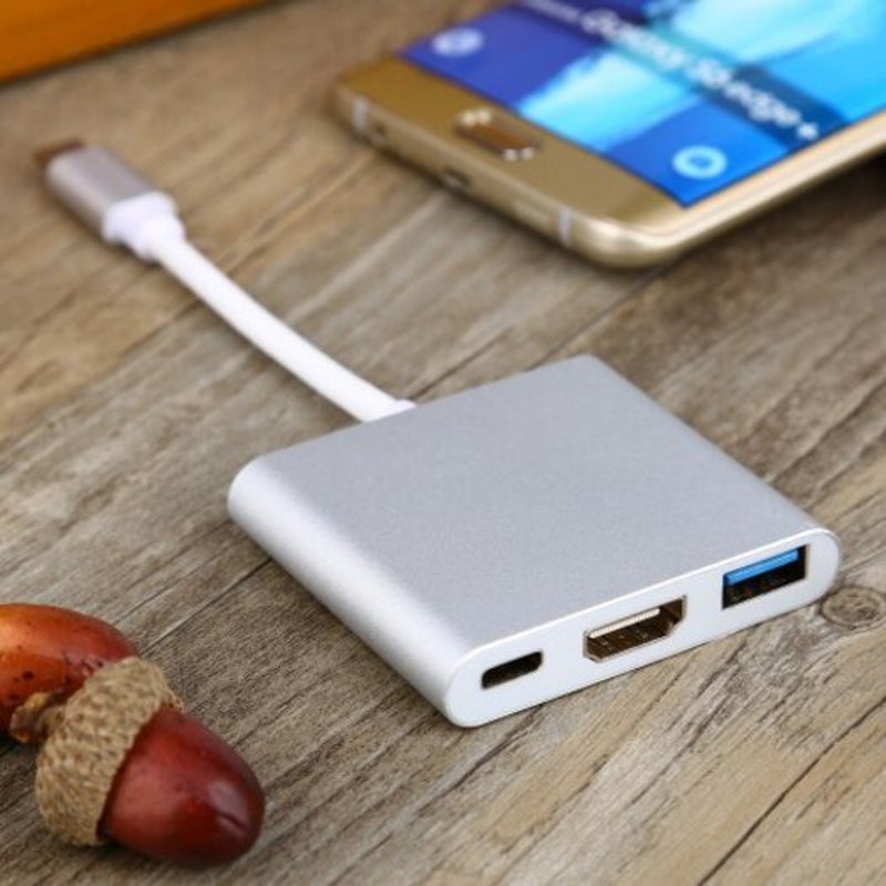 Usb 3.1 Type C To Hdmi / 3.0 Charging Adapter Silver