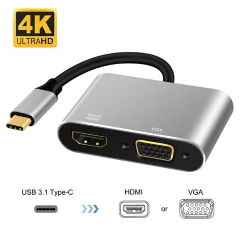 Usb 3.1 Type C To Vga Hdmi 4K Video Converters Adapter Platinum