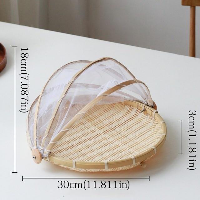 Dustproof Basket Bamboo Fly Cover Outdoor Picnic Food