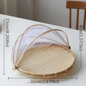 Dustproof Basket Bamboo Fly Cover Outdoor Picnic Food