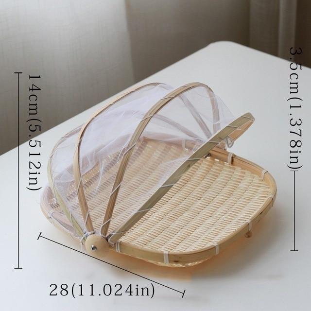 Dustproof Basket Bamboo Fly Cover Outdoor Picnic Food