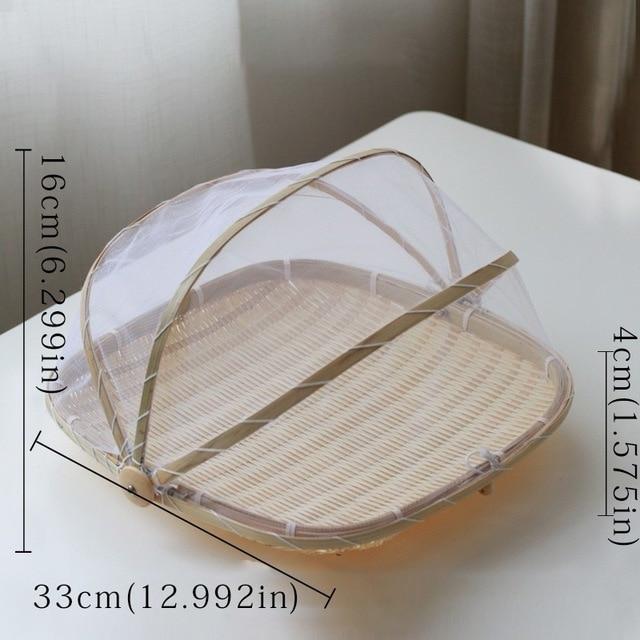 Dustproof Basket Bamboo Fly Cover Outdoor Picnic Food