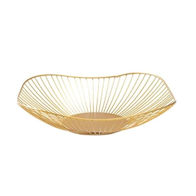 Gold Metal Fruit Basket Home Decor Kitchen Storage