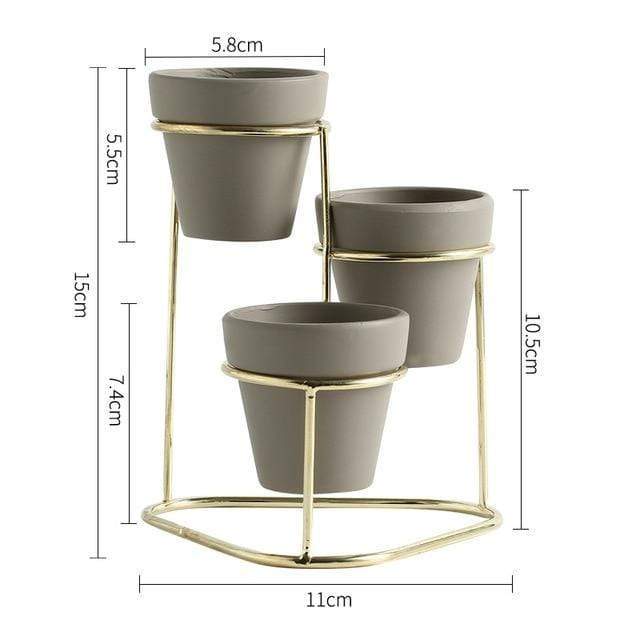 Mini Trio Plant Stand Nordic Flower Succulent Pot With Metal Home Decor