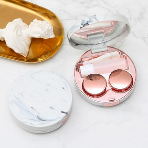 Marble Design Contact Lens Storage Case With Mirror