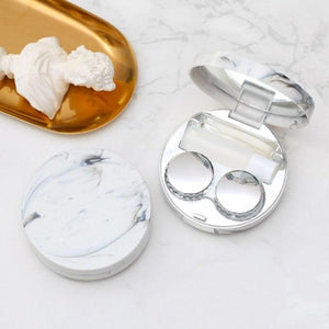 Marble Design Contact Lens Storage Case With Mirror