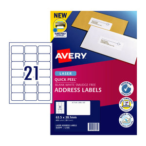 Avery Laser Label Qp L7160 21Up Pack Of 20