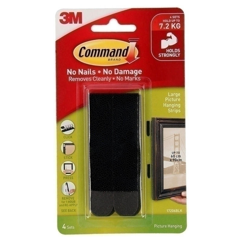 Command Strips 17206Blk Pk4 Bx6