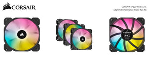 Corsair Black Sp120 Rgb Elite 120Mm Led Pwm Fan With Airguide Low Noise High Cfm Triple Pack Lighting Node Core