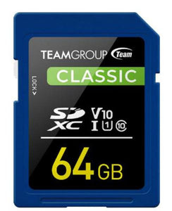 Team Classic Sd Memory Card -64 Gb. Uhs Ultra Speed 1U1. Supports Video 10V10.