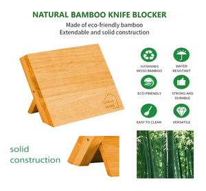 Natural Bamboo Magnetic Knife Block Holder With Strong Magnets For Home Kitchen Storage & Organisation