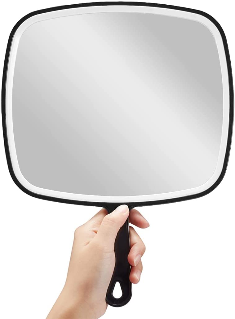 Extra Large Black Handheld Mirror With Handle (31,5 X 23 Cm)