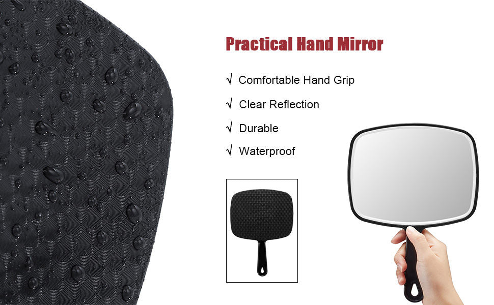 Extra Large Black Handheld Mirror With Handle (31,5 X 23 Cm)