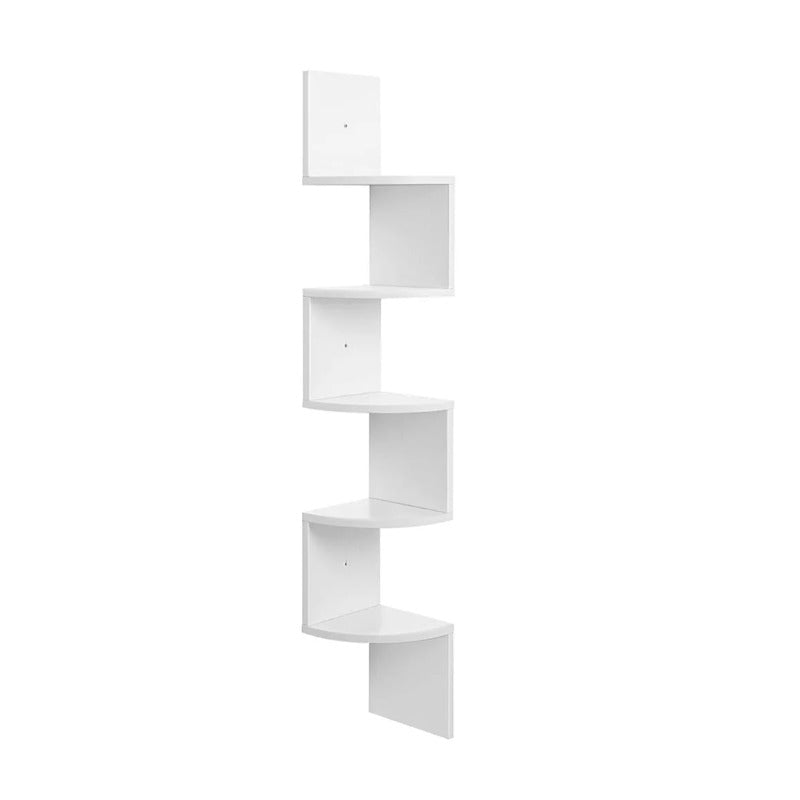 Corner Shelf 5-Tier Zigzag Wall Mount, White