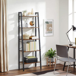 5-Tier Industrial Bookcase Rustic Brown