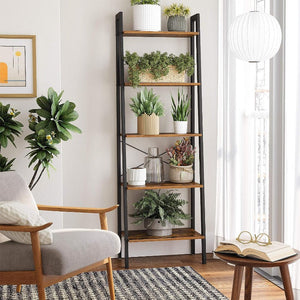 5-Tier Industrial Bookcase Rustic Brown