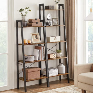 5-Tier Industrial Bookcase Rustic Brown