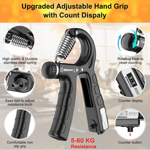 2 Pack Adjustable Hand Grip Strengthener For And Wrist Rehabilitation (Resistance 5-60 Kg)