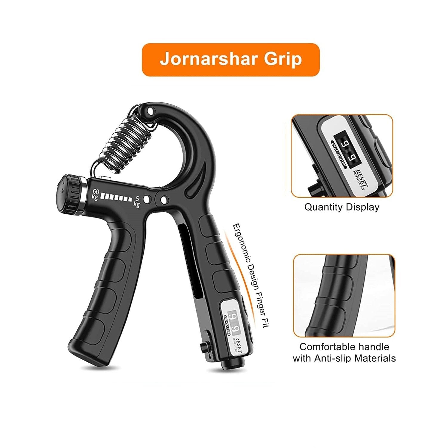 2 Pack Adjustable Hand Grip Strengthener For And Wrist Rehabilitation (Resistance 5-60 Kg)