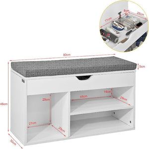 Padded Shoe Bench Lift Up Storage