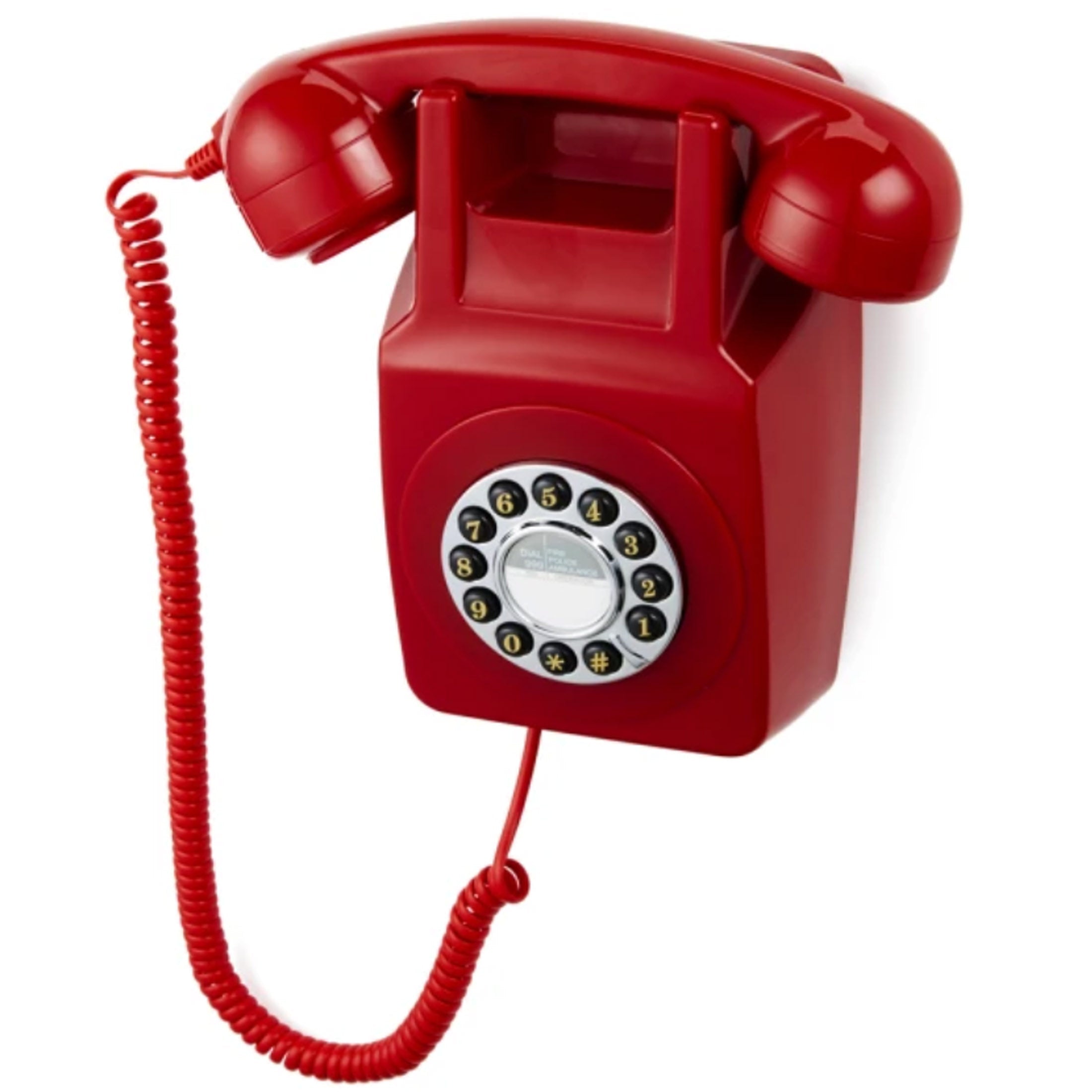 Gpo 746 Retro Wall Mount Rotary Push Button Home Phone Landline Classic Red