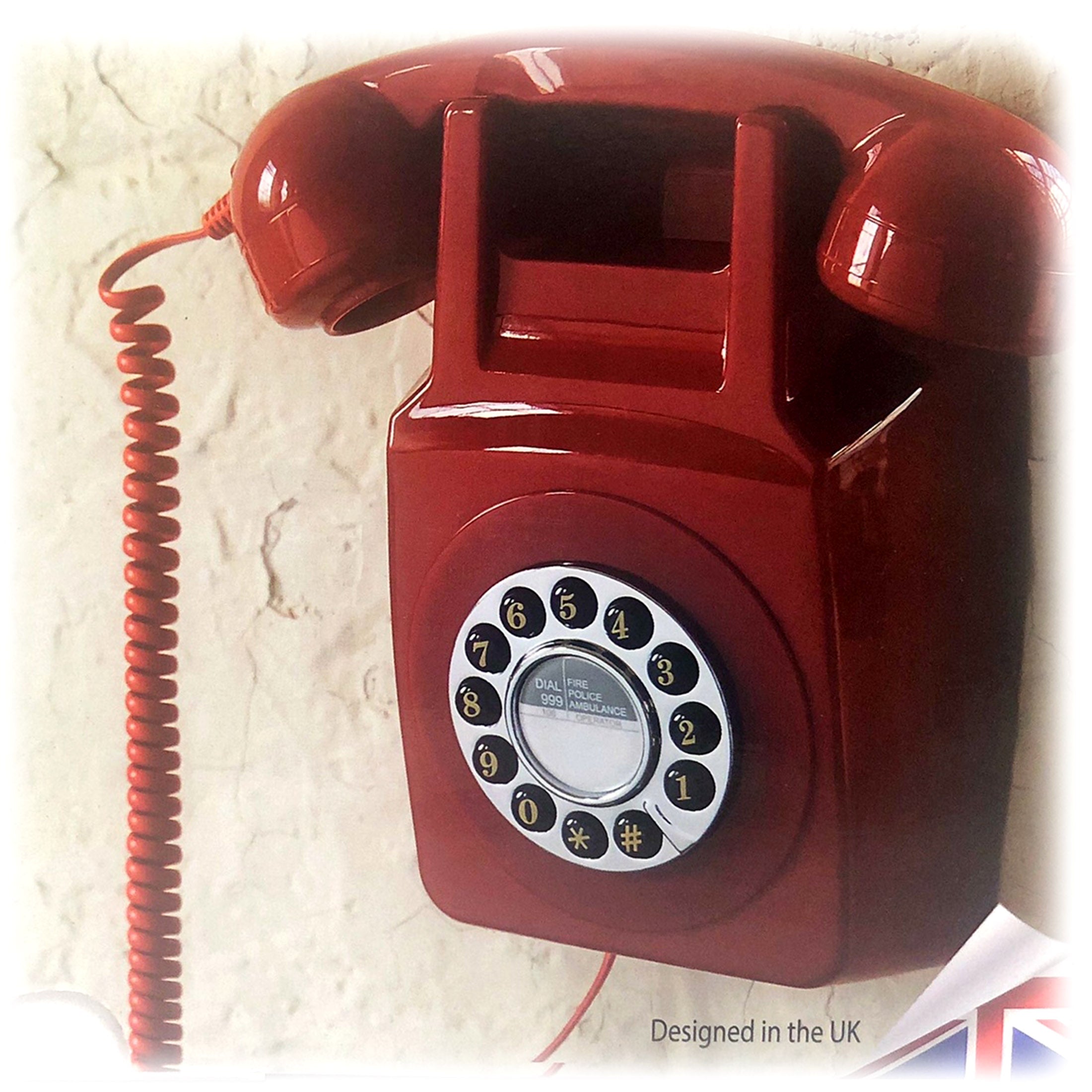 Gpo 746 Retro Wall Mount Rotary Push Button Home Phone Landline Classic Red