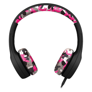 Lilgadgets Connect + Childrens Kids Wired Headphones Pink Camo