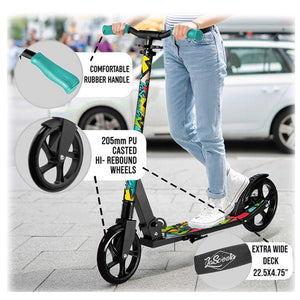 Lascoota Pulse Kick Push Commuter Scooter Teen Adult Graphic Black