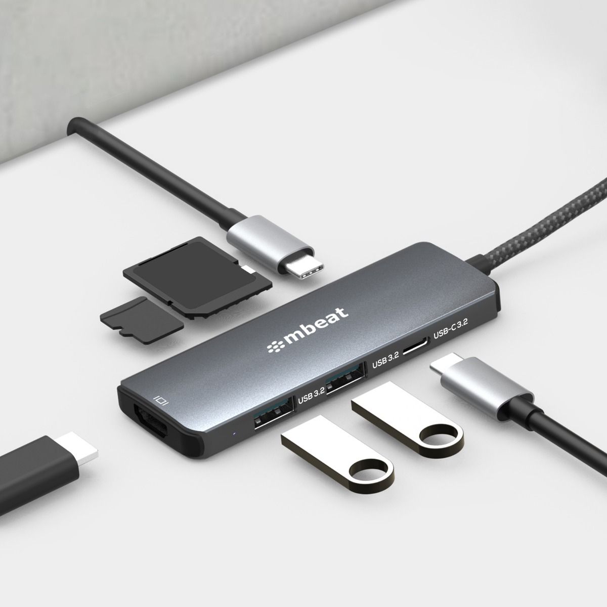 Mbeat 7-In-1 Usb-C 3.2 Gen2 Hub With 8K Video, 10Gbps Data Space Grey