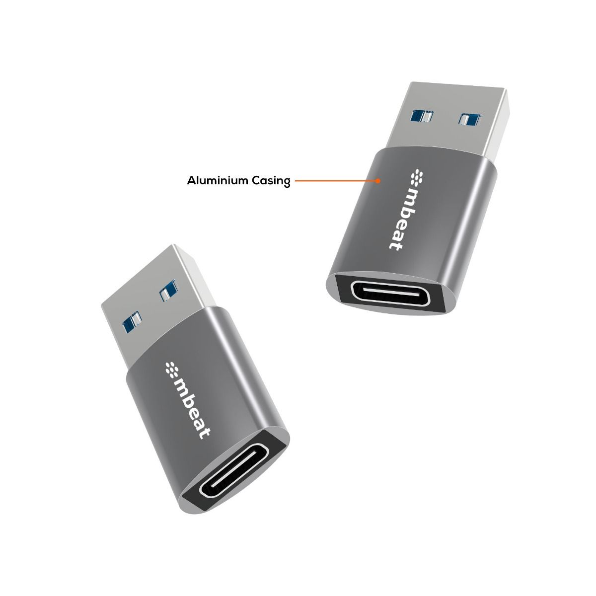 Mbeat Elite Usb 3.0 (Male) To Usb-C (Female) Adapter Space Grey