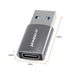 Mbeat Elite Usb 3.0 (Male) To Usb-C (Female) Adapter Space Grey