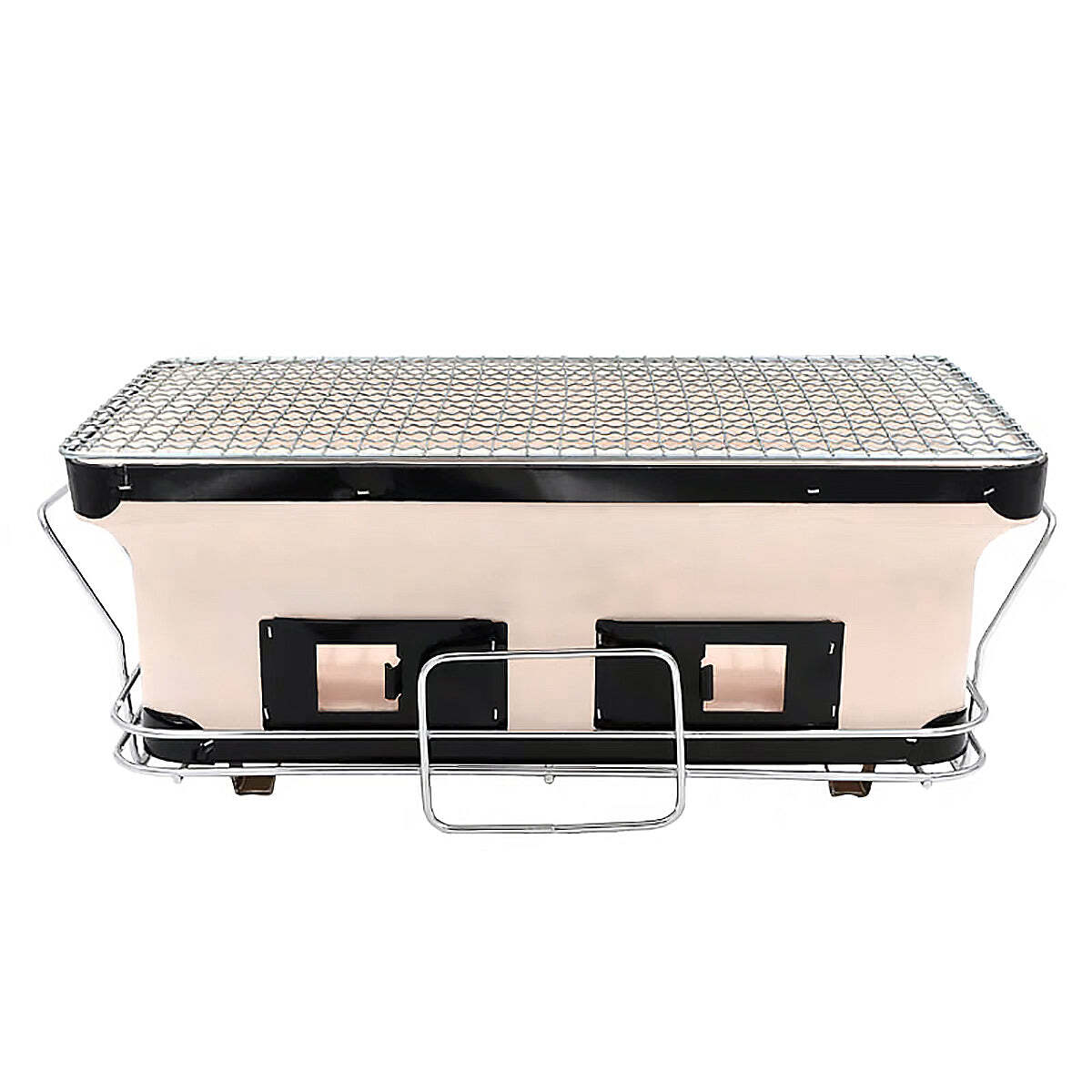 Portable Hibachi Tabletop Grill Dual Charcoal Bbq Chambers