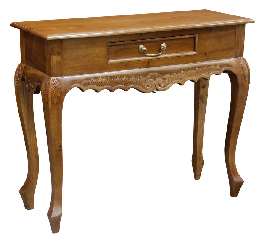 Sierra Carved 1 Drawer Sofa Table (Light Pecan)