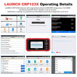 Launch Crp123x Car Scanner Obd2 Code Reader Abs Srs Engine Diagnostic Tool