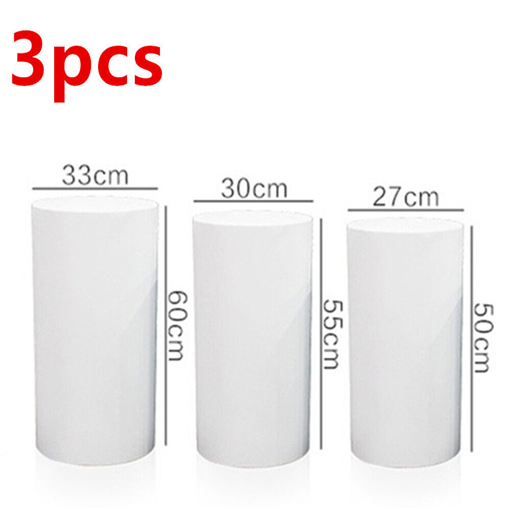 3Pcs Display Stand Round Cylinder Pedestal W/ Balloon Set + Led Strip Wedding Au