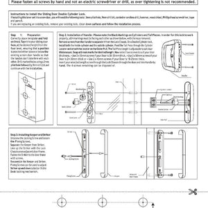 Inside And Outside Key Sliding Patio Door Alloy Lock Set With 3 Keys Pull Handle Entrance Glass