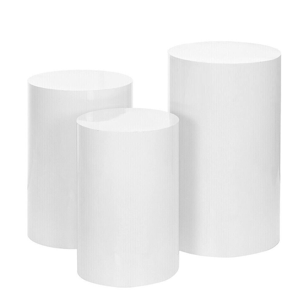 3Pcs Round Plinth Cylinder Pedestal Stand Wedding Decor Cake Flower Display