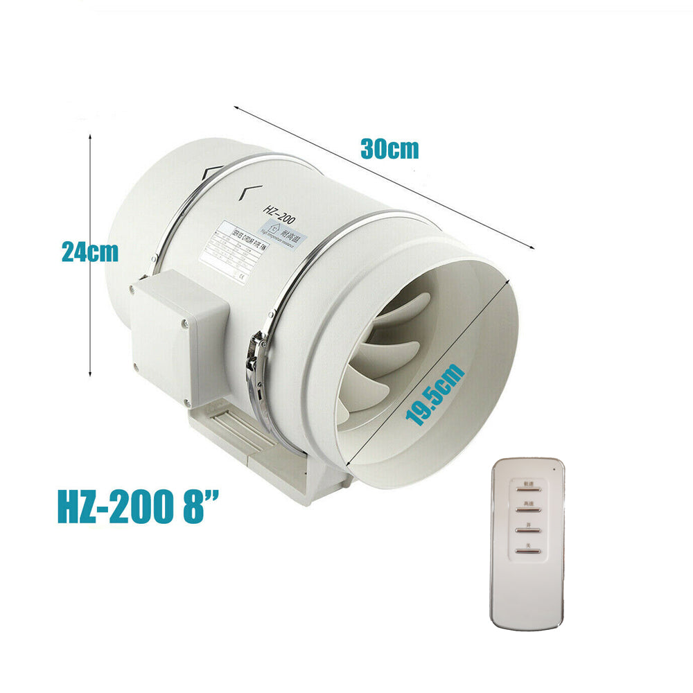 8" Inch Extractor Fan Remote Duct Hydroponic Air Circulation Exhaust Vent