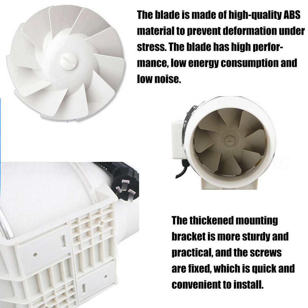 8" Inch Extractor Fan Remote Duct Hydroponic Air Circulation Exhaust Vent