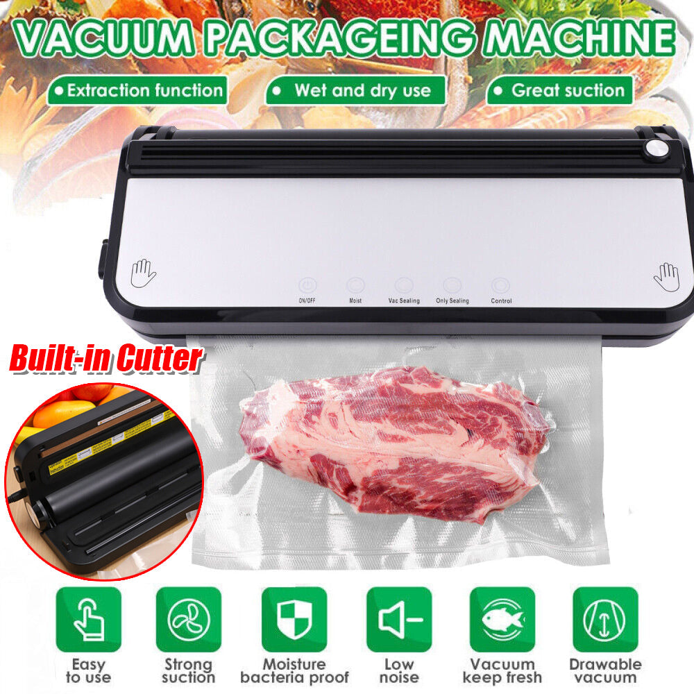 New Vacuum Sealer Machine Fresh Dry Wet Food Saver Storage With Bags Built-In Cutter